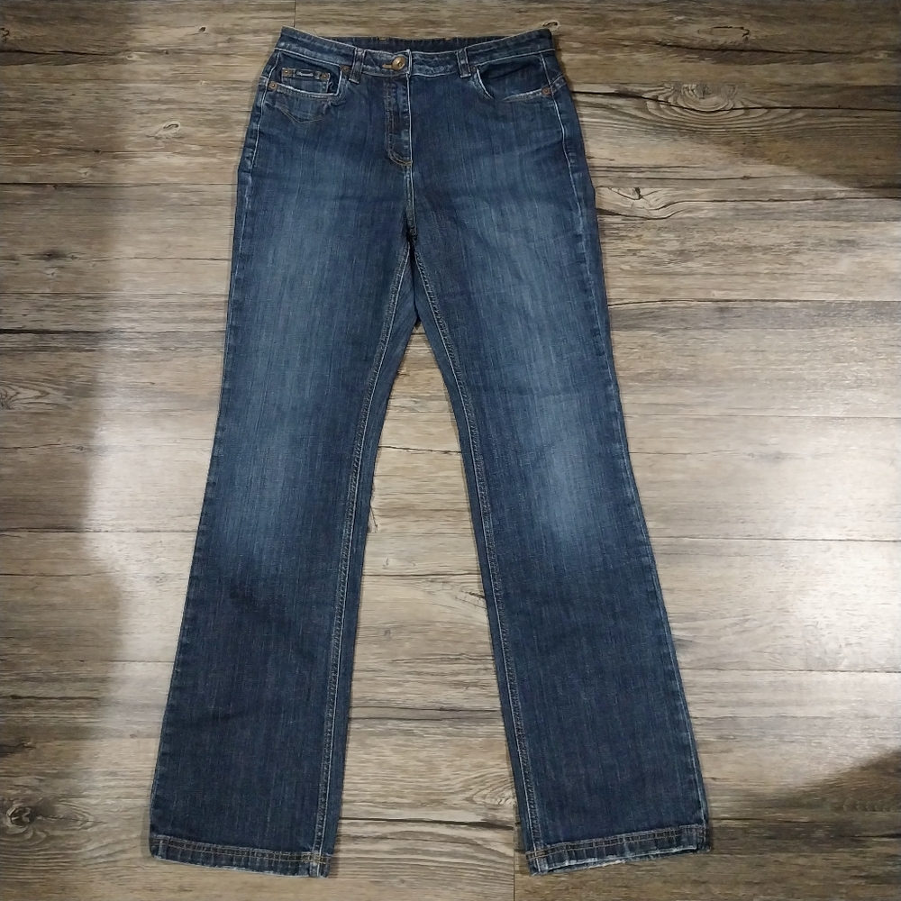 Faconnable Vintage Y2K Flare Wide Leg High Rise Denim Jeans Size 8 Dark Jeans